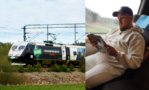 Collage Anis Don Demina WWFs och SJs tågturné.
