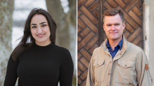 Kimia Kazempour och Gustaf Lind Bildkollage på porträttbilder av Kimia Kazempour och Gustaf Lind.