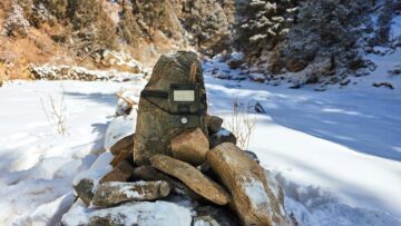 En kamerafälla i snö.