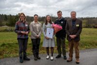 Prisutdelning Årets pandabok 2026 WWF I bilden syns Annika Helker Lundström, Kronprinsessan Victoria, Marie Dacke, Gustaf Lind och Leif Johansson