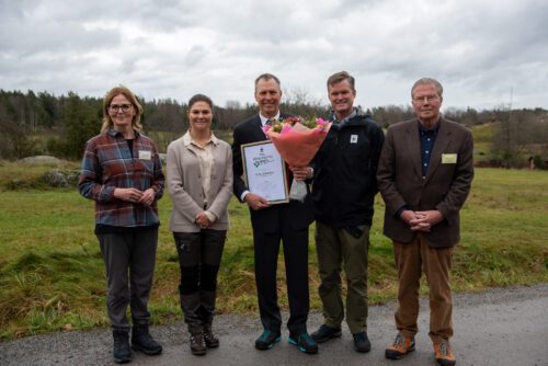 I bilden syns Annika Helker Lundström, Kronprinsessan Victoria, Erik Ahlström, Gustaf Lind och Leif Johansson.