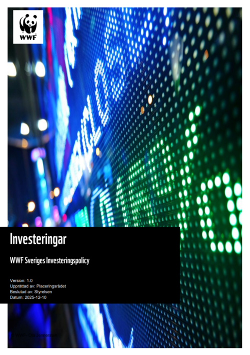 Omslagsbild WWF Sveriges investeringspolicy 2025