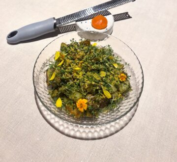 Örtslungad potatis med gravad öggula